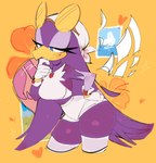 anthro beak blue_eyes breasts butt clothing female kerchief narrowed_eyes purple_body solo usa37107692 sega sonic_riders sonic_the_hedgehog_(series) wave_the_swallow avian bird hirundinid oscine passerine swallow_(bird) 2024 hi_res