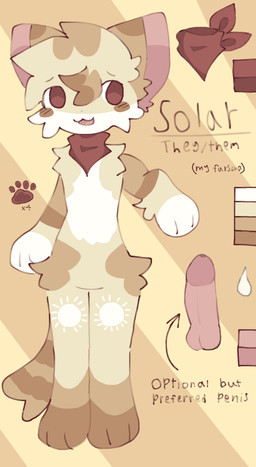 anthro erection fluffy fluffy_tail fur genitals male orange_body orange_fur penis scarf solo tail yellow_body yellow_fur solark1tty solar_(solark1tty) absurd_res hi_res model_sheet