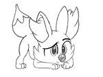 ambiguous_gender ass_up eyebrows feral looking_at_viewer raised_eyebrow solo slysocx nintendo pokemon canid canine fennekin generation_6_pokemon mammal pokemon_(species) digital_media_(artwork) low_res monochrome