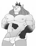 anthro bulge fur male nipples scales simple_background solo white_background overcross adventure_time cartoon_network vampire_king felid lion mammal pantherine vampire hi_res monochrome