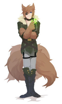 black_boots black_choker black_clothing black_footwear black_jewelry black_necklace blue_eyes boots bottomwear brown_body brown_fur brown_hair brown_tail choker clothed clothing eye_patch eyewear fluffy fluffy_tail footwear front_view fur green_boots green_clothing green_footwear green_topwear hair jewelry light_body light_skin male multi_tail necklace pants shoes simple_background smile solo standing tail topwear unsigned white_background white_bottomwear white_clothing white_pants corzh77 animal_humanoid humanoid absurd_res full-length_portrait hi_res portrait