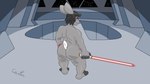 angry anthro big_butt big_hands butt inside lightsaber male melee_weapon muscular red_lightsaber sith slightly_chubby solo star_destroyer weapon major_carter star_wars noel_(pknoel) bear lagomorph leporid mammal rabbit 16:9 4k absurd_res hi_res widescreen