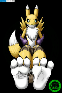3_toes anthro armwear barefoot bdsm bondage bound captured clothing countershading feet female foot_focus gag hands_behind_back nude plantigrade restrained restraints rope sitting soles solo submissive submissive_female tape toes nitropunkarts bandai_namco digimon canid digimon_(species) mammal renamon hi_res