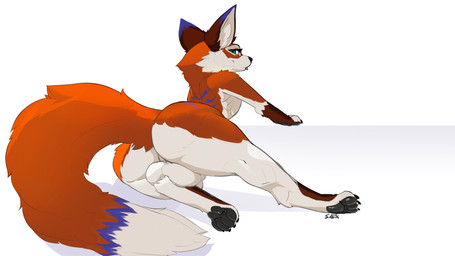 backsack ball_squish balls bedroom_eyes bent_leg biped bipedal_feral black_pawpads blep blue_markings brown_body brown_fur butt claws eyelashes feral fluffy fluffy_tail fur genitals inner_ear_fluff looking_at_viewer looking_back looking_back_at_viewer lounging lying male markings multicolored_body multicolored_fur narrowed_eyes on_side pawpads paws presenting presenting_hindquarters seductive shadow simple_background solo squish tail toe_claws tongue tongue_out tuft white_background white_body white_fur sajik sol_(luvdiz) dipodid jerboa jerboa_(ark) mammal rodent 16:9 4k absurd_res hi_res signature widescreen