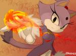 anthro clothing female fire fur gloves handwear purple_body purple_clothing purple_fur purple_topwear solo topwear white_body white_fur yellow_eyes kalk427 sega sonic_the_hedgehog_(series) blaze_the_cat domestic_cat felid feline felis mammal 4:3