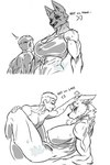 abs anthro anthro_penetrated big_breasts blush blush_lines bra breasts clothing duo facial_scar female headpat huge_breasts human_on_anthro human_penetrating human_penetrating_anthro interspecies licking licking_lips licking_own_lips looking_down male male/female muscular muscular_anthro muscular_female muscular_human muscular_male penetration scar sex size_difference small_dom_big_sub sports_bra tongue tongue_out underwear unknown_artist a_man_in_a_beasts_world chris_(ghilliecamo) lara_shepard_(ghilliecamo) human mammal