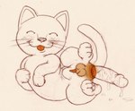 abdominal_bulge anal anal_tugging animal_genitalia anus dildo double_dildo feral genitals male penis puffy_anus sex_toy solo momiji-kun domestic_cat felid feline felis mammal filth