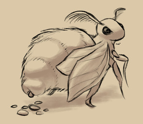 ambiguous_gender arthropod_abdomen feces feral looking_at_viewer looking_back membrane_(anatomy) membranous_wings pooping simple_background solo tan_background wings jubb arthropod insect lepidopteran moth 2019 digital_media_(artwork) signature