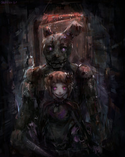 blonde_hair blood blood_stain bodily_fluids cult cultist duo female hair male smile smiling_at_viewer threatening grafelem five_nights_at_freddy's five_nights_at_freddy's_3 re:zero scottgames capella_emerada_lugunica changeling_(lorewise) springtrap_(fnaf) human humanoid lagomorph leporid mammal rabbit undead hi_res