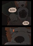 age_difference anthro beard coach duo facial_hair fire fireplace grey_hair hair herasim kissing male male/male older_male red_hair sweather tavish_the_sailor text touching_butt moronsuka bear canid canine mammal absurd_res comic english_text hi_res