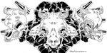 ambiguous_form ambiguous_gender bone fur horn inner_ear_fluff simple_background skinned skull teeth tuft mcmadmissile bovid bovine cattle mammal 2014 2:1 artist_name black_and_white digital_media_(artwork) line_art monochrome