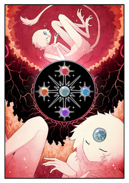 ambiguous_gender ambiguous_humanoid blue_gem border detailed_background eyes_closed forehead_gem fur gem hair purple_gem red_gem roots short_hair solo sparkles surrealism tail tail_tuft tuft white_body white_border white_fur white_hair white_tail yellow_gem jejejunum secret_(jejejunum) humanoid spirit tailed_humanoid 2025 digital_drawing_(artwork) digital_media_(artwork) hi_res shaded