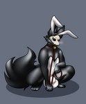 anthro bell bell_collar bulge bunny_costume clothing collar costume fake_ears fake_rabbit_ears latex latex_clothing latex_skinsuit leash male rubber_clothing skinsuit solo tight_clothing leptail changed_(video_game) puro_(changed) canid canine canis mammal wolf absurd_res hi_res