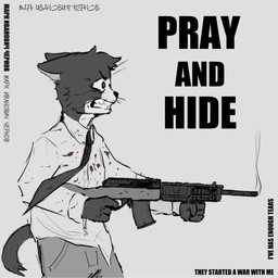 angry anthro gun male mark_chernov office_worker ranged_weapon solo weapon oguzok123 domestic_cat felid feline felis mammal hi_res