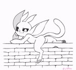 anthro black_sclera brick brick_wall butt cheeky_smile dangling_leg digitigrade fur head_on_hand hooves looking_at_viewer lying on_front on_wall one_eye_closed propped_up short short_anthro short_loop smile smiling_at_viewer smug smug_expression smug_face solo tail tail_motion tailwag teasing teasing_viewer wall_(structure) white_body white_eyes white_fur wink winking_at_viewer wildfire_(artist) microsoft ori_(series) xbox_game_studios ori_(ori) guardian_spirit animated artist_name black_and_white loop monochrome short_playtime