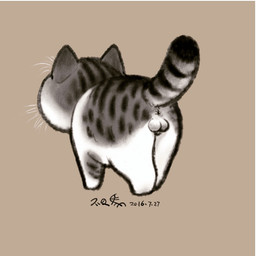 anus balls feral fur genitals male multicolored_body multicolored_fur raised_tail rear_view solo tail two_tone_body two_tone_fur whiskers bu2ma domestic_cat felid feline felis mammal tabby_cat 1:1 2016 animated dated loop signature