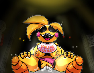 anthro areola beakless bib big_breasts black_sclera bodily_fluids breasts clothing clothing_aside cum cum_in_vagina cum_inside duo eyelashes feathers female female_anthro female_on_top first_person_view front_view genital_fluids genitals head_tuft looking_at_viewer machine male male/female nipples on_top open_mouth open_smile orange_areola orange_nipples panties panties_aside penetration pink_clothing pink_panties pink_underwear rosy_cheeks sex sharp_teeth smile spread_legs spreading teeth text thick_thighs tuft underwear underwear_aside vaginal vaginal_penetration vulva white_eyes wide_hipped_female wide_hips yellow_body yellow_feathers megaexo five_nights_at_freddy's five_nights_at_freddy's_2 five_nights_at_frickbear's_(series) scottgames toy_chica_(fnaf) toy_chica_(frickbear's) animatronic avian bird chicken galliform phasianid robot 2026 digital_media_(artwork) hi_res