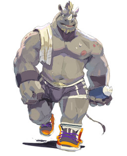 anthro armband athletic_wear barazoku belly bodily_fluids bottle bottomwear bulge clothed clothing container exercise footwear green_eyes grey_body grey_skin gym_bottomwear gym_shorts holding_object horn humanoid_hands kemono male male_anthro musclegut muscular muscular_anthro muscular_male navel nipples open_mouth pecs purple_bottomwear purple_clothing purple_shorts running shadow shoes shorts simple_background sneakers socks solo sweat tail tail_motion topless towel water_bottle white_background gku mammal rhinoceros 2020 hi_res