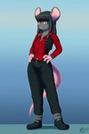 anthro breasts clothing ear_piercing female looking_at_viewer piercing simple_background slim_female small_breasts solo catsockjus dahlia_(phantomhugz) mammal murid murine rat rodent absurd_res hi_res