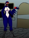 anthro avian_feet beak belly big_breasts big_butt black_beak black_claws blue_body breasts butt claws eyelashes feather_hands feathers featureless_breasts featureless_crotch female gem multicolored_body red_face red_gem scuted_legs scutes solo standing toe_claws two_tone_body white_belly irc_(artist) asian_mythology east_asian_mythology mythology fan_character stephanie_(irc) avian bird 3:4 hi_res