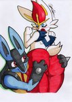 anthro balls big_butt blush butt butt_grab butt_lick duo genitals hand_on_butt licking male male/male simple_background tail tongue tongue_out white_background rotten_owl nintendo pokemon cinderace generation_4_pokemon generation_8_pokemon lagomorph lucario mammal pokemon_(species) 2024 absurd_res hi_res traditional_media_(artwork)