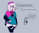 anthro clothing duo eyewear femboy fur glasses greeting head_tuft horn jewelry legwear male necklace piercing pink_horn scarf stated_age text thigh_highs torn_clothing tuft white_body white_fur pixelatedengie deltarune undertale_(series) ralsei bovid caprine darkner goat mammal english_text