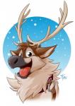 brown_body brown_fur collar countershading fur male open_mouth smile solo tongue tongue_out takemoto_arashi disney frozen_(disney) sven_(frozen) deer mammal new_world_deer reindeer 2014 bust_portrait hi_res portrait