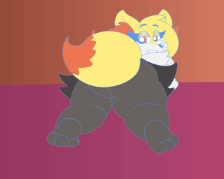 anthro black_body butt butt_focus feet female fur inner_ear_fluff moving raised_tail red_eyes solo tail tail_motion tailwag tuft white_body white_fur yellow_body yellow_fur yellow_tail startlin nintendo pokemon braixen generation_6_pokemon pokemon_(species) 5:4 animated animated_gif low_res short_playtime