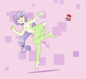 action_pose anthro bent_over biped black_facial_hair black_hair black_mustache blue_clothing blue_hair blue_overalls breasts butt claws clothed clothed/nude clothed_male clothing countershade_feet countershade_hands countershade_tail countershading duo eyebrows facial_hair feet female genitals green_body green_eyes hair hat headgear headwear jumping loli long_hair looking_at_another looking_back male multicolored_body mustache navel nipples nude open_mouth overalls plantigrade ponytail pose red_clothing red_hat red_headwear red_shirt red_topwear scut_tail shirt short_hair short_tail side_view simple_background small_breasts smile tail toe_claws tongue topwear two_tone_body vulva white_body young young_anthro young_female malachyte mario_bros nintendo emma_(shouk) mario amphibian frog human mammal 2020