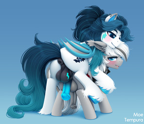 animal_genitalia animal_penis anus backsack balls blue_background blue_eyes blush cutie_mark duo ear_piercing ear_ring equine_anus equine_genitalia equine_penis feral fur genitals gradient_background hooves male male/male male_on_bottom male_on_top on_bottom on_top penis piercing puffy_anus quadruped ring_piercing simple_background tail white_body white_fur moetempura hasbro my_little_pony fan_character silver_(silver_edge_uwu) tempest_diamond bat_pony equid equine horse mammal pony absurd_res hi_res