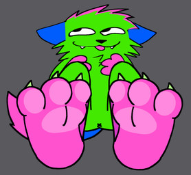 3_toes ambiguous_gender anthro anus black_nose_horn blue_body blue_fur claws feet foot_focus fur green_body green_fur grey_background meme_face multicolored_body paws pink_body pink_feet pink_fur simple_background smile solo tail toe_claws toes tongue tongue_out x_anus nairda_figgy don't_touch_my_pizza_(meme) nyanwolf kevin_(nyanwolf) domestic_cat felid feline felis mammal 2025 meme male_(lore)
