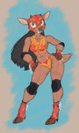 anthro bikini clothing female lucha_libre_mask luchador mask masked_female muscular muscular_anthro muscular_female solo sports_mask sportswear swimwear two-piece_swimsuit wrestler wrestling_clothing wrestling_mask chamma_retsuden fangs_(chamma_retsuden) deer mammal water_deer absurd_res hi_res