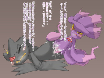 ambiguous_gender blush duo male male/ambiguous penetration sex text doromizo nintendo pokemon banette generation_3_pokemon generation_4_pokemon ghost mismagius pokemon_(species) spirit 4:3 hi_res japanese_text translated