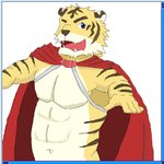 anthro cape clothing fangs humanoid_hands kemono male muscular muscular_anthro muscular_male one_eye_closed simple_background solo teeth white_background wink unknown_artist build_tiger build_tiger_(character) felid mammal pantherine tiger 1:1 2015 archived_source