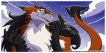 black_body black_fur blue_sky brown_body brown_fur female fur outside sky solo tail white_body white_fur yellow_eyes siekfried mammal sergal