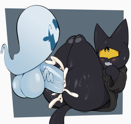 anthro balls big_balls big_butt big_penis blush bodily_fluids bottomless butt clothed clothing cum duo female genital_fluids genitals huge_balls huge_butt huge_penis huge_thighs hyper hyper_balls hyper_genitalia hyper_penis male male/female penis questionable_consent raised_leg robe sex simple_background sweat thick_thighs yellow_sclera virito google google_doodle magic_cat_academy momo_(google) domestic_cat felid feline felis ghost mammal spirit absurd_res hi_res