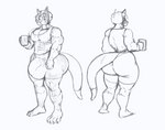 anthro big_bulge big_butt bottomwear bubble_butt bulge butt clothing container cup detailed_bulge fur genital_outline huge_bulge huge_butt male muscular penis_outline shirt shorts tail tank_top thick_thighs topwear jindragowolf jin_(jindragowolf) canid canine fox mammal 2023 hi_res