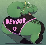 anthro big_butt big_tail biped black_clothing black_underwear butt clothed clothing eyewear genitals glasses green_body green_scales heart_symbol horn huge_butt hyper hyper_butt male membrane_(anatomy) membranous_wings obese obese_anthro obese_male overweight overweight_anthro overweight_male paws scales solo tail text thick_tail thick_thighs tongue tongue_out underwear underwear_only wide_hips wings noirbutt european_mythology mythology degyn_sefer dragon mythological_creature mythological_scalie scalie western_dragon 2022 cel_shading colored digital_drawing_(artwork) digital_media_(artwork) hi_res shaded