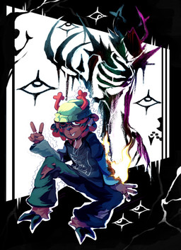anthro black_clothing black_shirt black_topwear brown_body brown_fur clothing eyewear female fur glasses hat headgear headwear horn shirt simple_background sitting solo topwear playcenter deltarune undertale_(series) dess_holiday roaring_knight deer mammal new_world_deer reindeer 2025 absurd_res hi_res