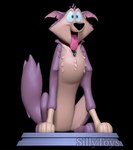 3d_modeling 3d_print blue_eyes collar feral male open_mouth purple_body sitting solo tongue tongue_out sillytoys balto_(series) universal_studios star_(balto) canid canine mammal 3d_(artwork) digital_media_(artwork) hi_res