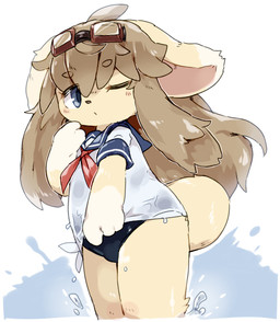 anthro asian_clothing bangs biped brown_hair bulge clothed clothed_anthro clothed_male clothing crossed_bangs curvy_figure east_asian_clothing eyewear eyewear_on_head femboy floppy_ears fully_clothed fully_clothed_anthro fully_clothed_male fur goggles goggles_on_head grey_eyes hair japanese_clothing japanese_school_uniform long_hair looking_aside lop_ears male male_anthro monotone_body monotone_fur monotone_hair one-piece_swimsuit one_eye_closed school_uniform serafuku side_view simple_background solo standing straight_hair swimwear tan_body tan_fur thick_thighs uniform water wet wet_clothing white_background young young_anthro young_male ookm lagomorph mammal 2023 digital_drawing_(artwork) digital_media_(artwork) portrait shaded soft_shading three-quarter_portrait