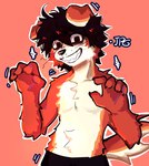 anthro biped black_eyes black_hair countershade_fur countershading fur hair looking_at_viewer male orange_body orange_fur shirtless_anthro shirtless_male slim_anthro slim_male solo white_body white_countershading white_fur shuishuibj creepypasta smile.dog canid canine canis domestic_dog mammal 2024 hi_res