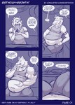 anthro becoming_erect big_penis femboy gainer genitals growth huge_penis hyper hyper_genitalia hyper_penis male muscle_growth muscular muscular_male obese obese_male overweight overweight_male penis solo text a0nmaster a0n_(a0nmaster) canid canine canis domestic_dog mammal nordic_sled_dog samoyed spitz absurd_res comic english_text hi_res