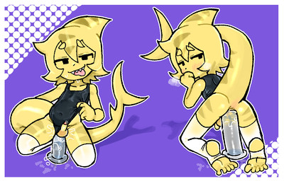 anal anal_fluids anal_masturbation anal_penetration anthro balls bangs biped black_clothing black_swimwear blonde_eyebrows blush blush_lines bodily_fluids border clothing clothing_aside clothing_pull dildo dildo_insertion dot_eyes eyebrows fin genital_fluids genitals hair half-closed_eyes kneeling leaking_precum legwear long_bangs long_tail looking_back looking_pleasured male masturbation multiple_poses narrowed_eyes navel_outline penetration penis plantigrade pose precum pseudo_hair school_swimsuit sex_toy sex_toy_insertion shark_tail sharp_teeth short_hair simple_eyes small_penis solo stirrup_legwear stirrup_stockings stockings striped_body stripes sweat swimwear swimwear_aside swimwear_pull tail tail_fin teeth thick_eyebrows tongue tongue_out white_border white_clothing white_legwear white_stockings yellow_body young young_male rexuranus animal_humanoid aquatic aquatic_humanoid fish fish_humanoid humanoid shark_humanoid 2026