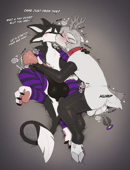 2_horns 3_fingers 3_toes 4_ears after_anal after_anal_masturbation after_masturbation after_sex anal anal_fluids anal_juice_on_sex_toy anal_juice_string animal_genitalia animal_penis anthro anthro_on_anthro antlers anus arm_warmers armwear backsack balls bedding big_balls big_flare big_penis biped black_armwear black_balls black_body black_claws black_clothing black_feathers black_finger_claws black_fur black_genitals black_legwear black_penis black_sclera black_tail black_toe_claws black_underwear blush blush_lines bodily_fluids body_worship breath butt buttplug chest_tuft claws clothed clothing cloven_hooves collar countershade_face countershade_fur countershading cum cum_in_ass cum_inside curling_toes dialogue digitigrade dirty_talk dominant dominant_male dripping duo ears_back elbow_gloves ellipsis emanata enjoying equine_genitalia equine_penis erection eyebrows eyes_closed feathered_wings feathers feet femboy finger_claws fingers flare_grab flared_penis flaring fluffy footwear frottage fur gem genital_fluids genital_worship genitals glistening glistening_clothing glistening_genitalia gloves grabbing gradient_penis grey_antlers grey_background grey_body grey_fur grey_hair grey_hooves grey_horn grey_nose hair hand_on_back hand_on_penis hand_on_shoulder handjob handwear heart_symbol hindpaw holding_penis hooves horn hug huge_balls huge_flare huge_penis humiliation humiliation_fetish humping hyper hyper_balls hyper_genitalia hyper_penis imminent_anal imminent_sex interspecies jewel_buttplug kiss_on_lips kissing larger_anthro larger_male larger_sub latex latex_armwear latex_clothing latex_legwear leaking leaking_cum leaking_precum leg_hug leg_humping leg_warmers leggings legwear long_penis long_tail looking_at_another looking_at_partner looking_pleasured lying male male/male male_anthro markings masturbation medial_ring mismatched_animal_penis mismatched_genitalia mismatched_penis moan monotone_body mostly_nude motion_lines multi_ear multicolored_body multicolored_clothing multicolored_fur multicolored_penis multicolored_tail musk narrowed_eyes nude on_back on_side onomatopoeia orgasm panting pattern_armwear pattern_clothing pattern_footwear pattern_legwear pattern_socks pattern_stockings pattern_thigh_highs pawpads paws penile penis penis_grab penis_humiliation penis_size_difference penis_worship penises_touching perineum pink_genitals pink_pawpads pink_penis pivoted_ears plug_(sex_toy) plug_insertion precum precum_drip precum_on_penis precum_string pull_out purple_clothing purple_legwear question question_mark reach_around red_collar ring rubbing_penis rubbing_sound_effect sex sex_toy shaking short_tail simple_background size_difference small_penis small_penis_humiliation smaller_anthro smaller_male socks sound_effects spread_legs spreading steam stockings striped_armwear striped_clothing striped_footwear striped_legwear striped_socks striped_stockings striped_thigh_highs stripes submissive submissive_male tail tail_motion tail_tuft tailwag talking_to_another text thick_penis thigh_highs throbbing throbbing_penis tight_clothing toe_claws toes trembling tuft tufted_fur two_tone_body two_tone_fur underwear unguligrade urethra vein veiny_penis vowelless whining white_balls white_body white_countershading white_feathers white_feet white_fur white_genitals white_inner_ear white_tail winged_arms wings worship kochack fyr_(fenrir784) gooddeer avali avian bird deer mammal new_world_deer reindeer 2026 absurd_res artist_name colored digital_drawing_(artwork) digital_media_(artwork) english_text hi_res shaded signature simple_shading watermark maleherm_(lore)