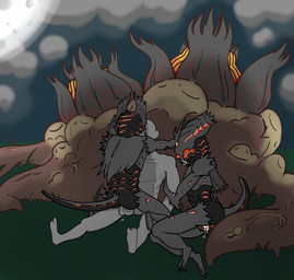 3_eyes anthro arm_grab balls black_body black_scales black_skin bodily_fluids cloud cum cum_drip cum_from_vagina cum_in_vagina cum_inside cum_on_balls cum_on_leg dripping egg egg_sac female frill_(anatomy) genital_fluids genitals glowing glowing_body glowing_eyes grass grey_body grey_scales grey_skin group group_sex hug long_tail lying male male/female moon multi_eye nest on_side orange_glow outside penetration penile penile_penetration penis plant red_glow scales sex spikes spikes_(anatomy) straddling straddling_penis tail threesome trio vein vulva white_eyes white_sclera yellow_glow crimsontyd activision call_of_duty call_of_duty:_ghosts call_of_duty:_infinite_warfare alien alien_humanoid cryptid_(call_of_duty) human humanoid mammal scout_(call_of_duty) absurd_res hi_res
