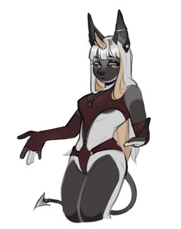 5_fingers anthro bangs biped breasts camel_toe clothed clothing ear_piercing eyebrows eyelashes facial_piercing female fingers grey_hair grey_inner_ear grey_inner_ear_fluff grey_sclera hair horn industrial_piercing inner_ear_fluff long_hair looking_at_viewer multiple_piercings nose_piercing nose_ring piercing red_clothing ring_piercing septum_piercing septum_ring simple_background solo spade_tail tail tuft white_background bulochka mammal 2024 digital_media_(artwork) hi_res portrait three-quarter_portrait