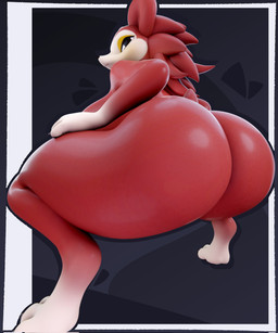 anthro big_butt black_eyes butt crouching female glistening glistening_body glistening_butt huge_butt looking_at_viewer looking_back looking_back_at_viewer nude nude_female red_body simple_background solo tail xyxaltiz justasmut_(modeler) animal_crossing nintendo sable_able eulipotyphlan hedgehog mammal 3d_(artwork) digital_media_(artwork) hi_res