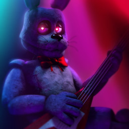 4_fingers anthro bass_guitar black_nose blue_background bow_tie chest_tuft fingers fur glowing glowing_eyes guitar half-closed_eyes looking_at_viewer machine male multicolored_body multicolored_fur musical_instrument narrowed_eyes pink_background plucked_string_instrument purple_body purple_ears purple_inner_ear red_background red_eyes simple_background sitting solo string_instrument tuft two_tone_body two_tone_fur whiskers fpr-corporation writtenstars87 five_nights_at_freddy's scottgames bonnie_(fnaf) animatronic lagomorph leporid mammal rabbit robot 3d_(artwork) digital_media_(artwork) hi_res redraw source_filmmaker_(artwork)