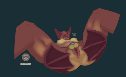 anthro balls bat_wings breasts chastity_cage chastity_device flat_chastity_cage genitals herm intersex membrane_(anatomy) membranous_wings solo vulva wings floofingoop bat leaf-nosed_bat mammal microbat vampire_bat yangochiropteran absurd_res hi_res